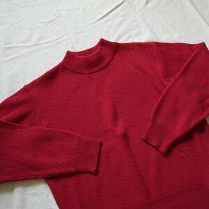 Vintage 90s Liz Claiborne Collection Red Lambswool Mockneck Sweater Large